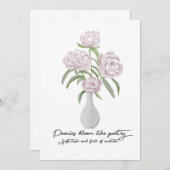 水彩手の優雅絵を描な牡丹 招待状 (正面/裏面)