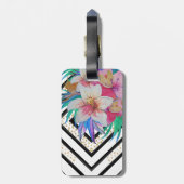 水彩手の熱帯絵を描の花 ラゲッジタグ (裏面縦)