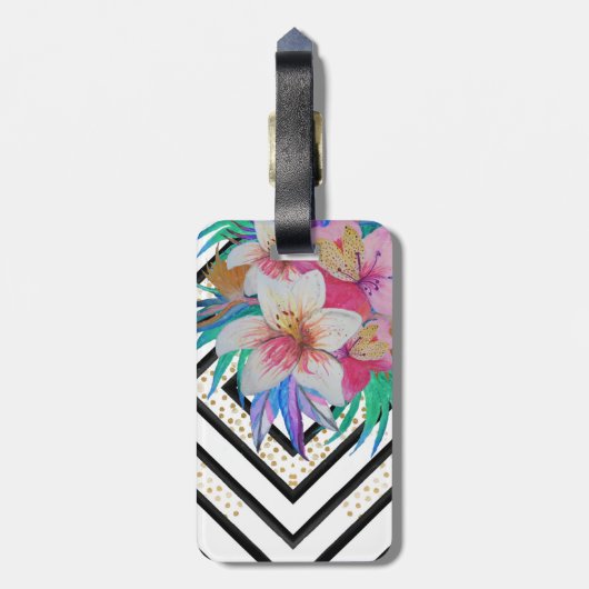 水彩手の熱帯絵を描の花 ラゲッジタグ (裏面縦)