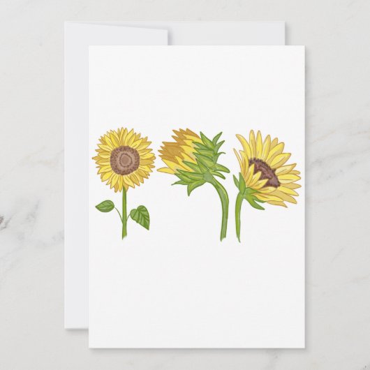 水彩手ひまわり絵を描咲き 招待状 (正面)