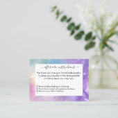 水彩手作りジュエリー事業アフターケア 名刺 (スタンド正面)