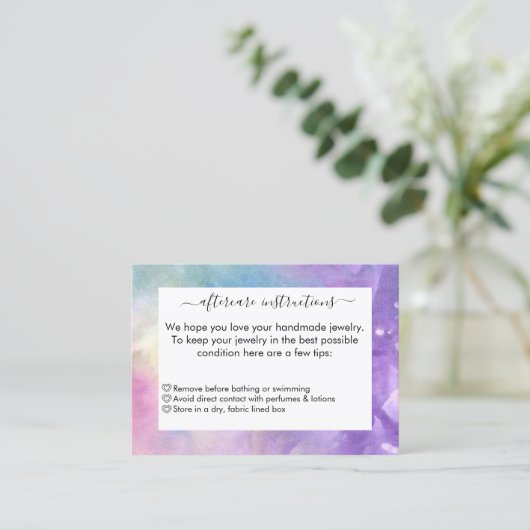 水彩手作りジュエリー事業アフターケア 名刺 (スタンド正面)