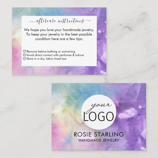 水彩手作りジュエリー事業アフターケア 名刺 (正面/裏面)