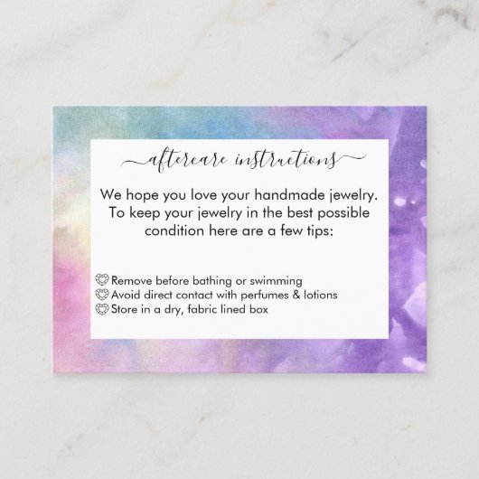 水彩手作りジュエリー事業アフターケア 名刺 (正面)