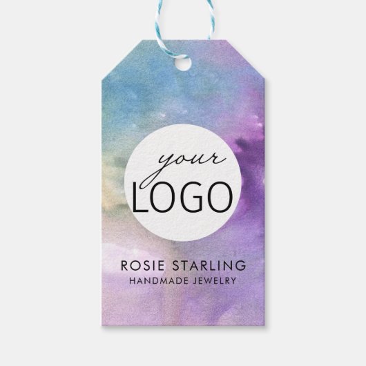 水彩手作りスモールビジネスジュエリー 空白の ギフトタグ (正面)