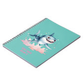 水彩手描きかわいいよくはしゃぐベビーサメ ノートブック (左側)