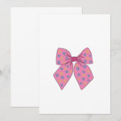 水彩手描きのキュートなピンクの蝶結び 招待状 (正面/裏面)