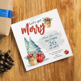 水彩手描きの楽しいクリスマス 招待状