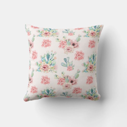 水彩手描きエキゾチックな花模様セット クッション (裏面)