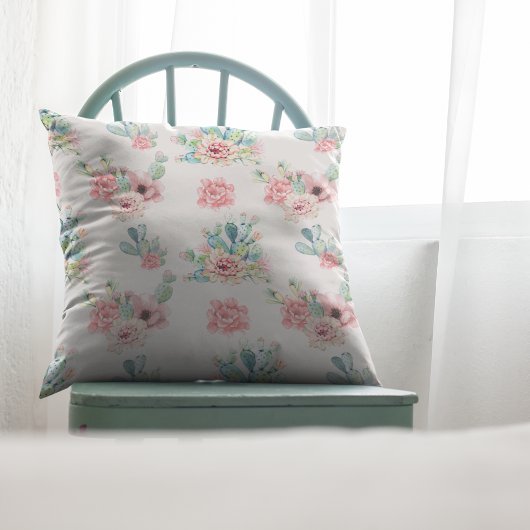 水彩手描きエキゾチックな花模様セット クッション