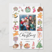 水彩手描きクリスマスフォト シーズンカード (正面)
