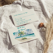 水彩手描きビーチカラフル結婚ズ 出欠カード