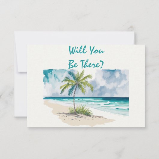 水彩手描きビーチカラフル結婚ズ 出欠カード (裏面)