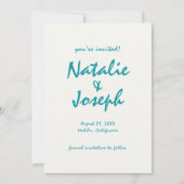 水彩手描きビーチビュカラフルー結婚 セーブザデート (裏面)