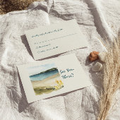 水彩手描きビーチレトロユニーク結婚の 出欠カード