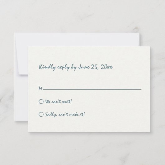 水彩手描きビーチレトロユニーク結婚の 出欠カード (正面)