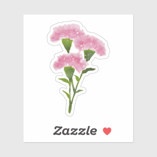 水彩手描きピンク絵を描カーネーションアート シール (シート)