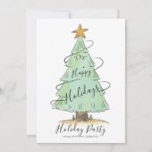 水彩手描きホリデーパーティー招待状 シーズンカード (正面)