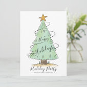 水彩手描きホリデーパーティー招待状 シーズンカード (スタンド正面)