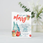 水彩手描きメリークリスマスを迎えよう インビテーションポストカード (スタンド正面)