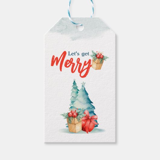 水彩手描きメリークリスマスを迎えよう ギフトタグ (正面)
