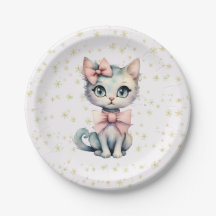 水彩手描き子猫(2つのピンクの湾曲形)