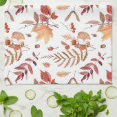 水彩手描き秋紅葉&ベリー キッチンタオル (折り畳み)