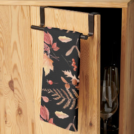 水彩手描き秋紅葉&ベリー キッチンタオル