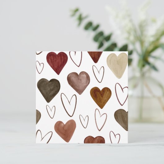 水彩手描き線ハートスケッチ サンキューカード (スタンド正面)