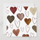 水彩手描き線ハートスケッチ サンキューカード (正面)