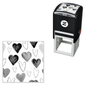 水彩手描き線ハートスケッチ セルフインキングスタンプ (インサイチュ)