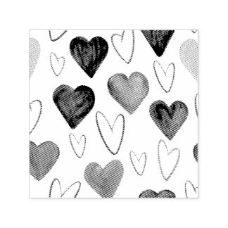 水彩手描き線ハートスケッチ セルフインキングスタンプ