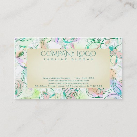 水彩手描カラフルき花模様 名刺 (裏面)