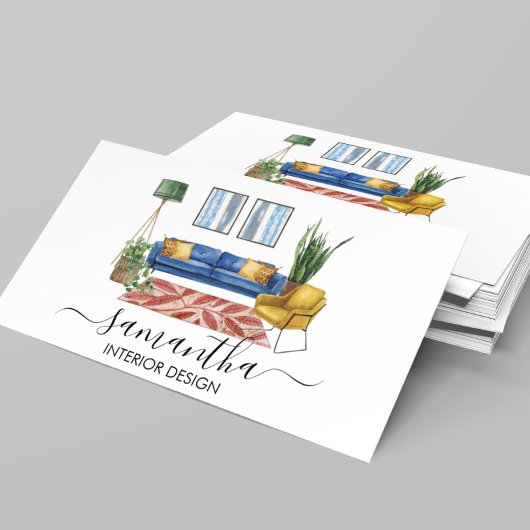 水彩手書き書道インテリアデザイン 名刺