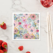 水彩手絵を描フローラデザイン スタンダードカクテルナプキン (インサイチュ)