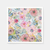 水彩手絵を描フローラデザイン スタンダードカクテルナプキン (正面)