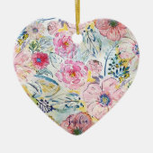 水彩手絵を描フローラデザイン セラミックオーナメント (正面)