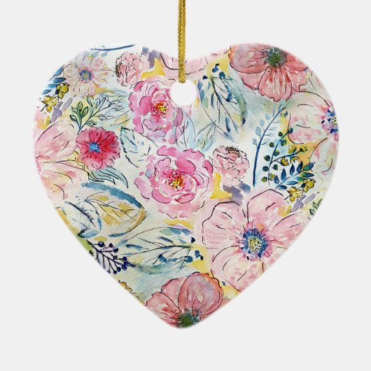 水彩手絵を描フローラデザイン セラミックオーナメント (裏面)