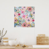 水彩手絵を描フローラデザイン ポスター (キッチン)