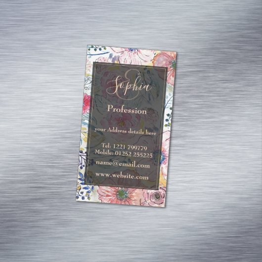 水彩手絵を描フローラデザイン マグネット名刺 (インサイチュ)