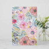 水彩手絵を描フローラデザイン 便箋 (スタンド正面)