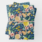 水彩手絵を描フローラパターン(の模様が)ある包 ラッピングペーパーシート (インサイチュ)