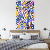 水彩手絵を描モダンレトロ キャンバスプリント (インサイチュ (寝室))