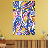 水彩手絵を描モダンレトロ キャンバスプリント (インサイチュ (リビング))