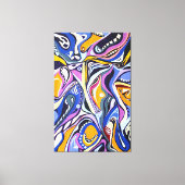 水彩手絵を描モダンレトロ キャンバスプリント (正面)