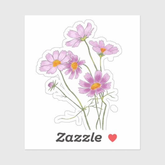 水彩手絵を描型エレガントピンク宇宙 シール (シート)