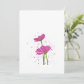 水彩手絵を描桃色コスモス花 招待状 (スタンド正面)