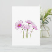水彩手絵を描桃色コスモス花 招待状 (スタンド正面)