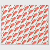 水彩手絵を描花赤 ラッピングペーパー (フラット)