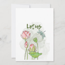 水彩手蓮絵を描花咲き 招待状